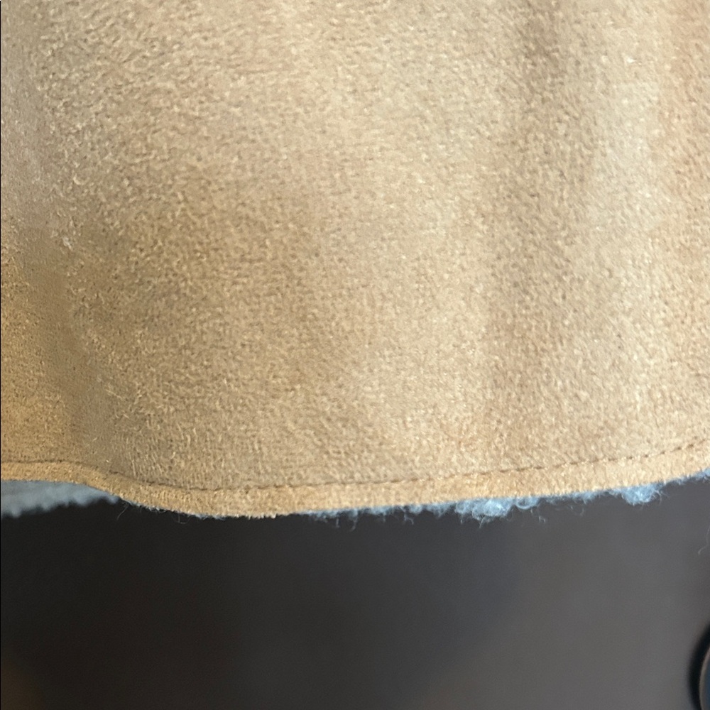 Women’s Tan Faux Suede Sherpa Teddy Jacket Shearling Lined Button Front Size M - Picture 6 of 8